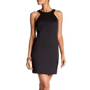 NWT Trina Turk Stage Embossed Scuba Sleeveless Halter Dress Black sz 4 Evening